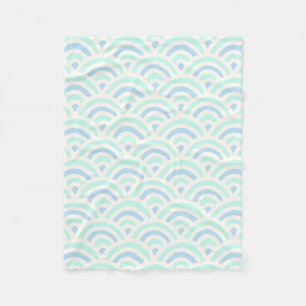Kawaii Pastel Japanese Seigaiha Pattern Fleece Blanket