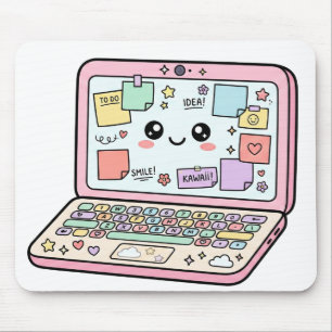Kawaii Pastel Laptop Study Vibes Sticker Mouse Mat