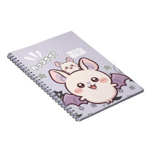 Kawaii Pastel Lavender Bat & Baby Notebook – Cute