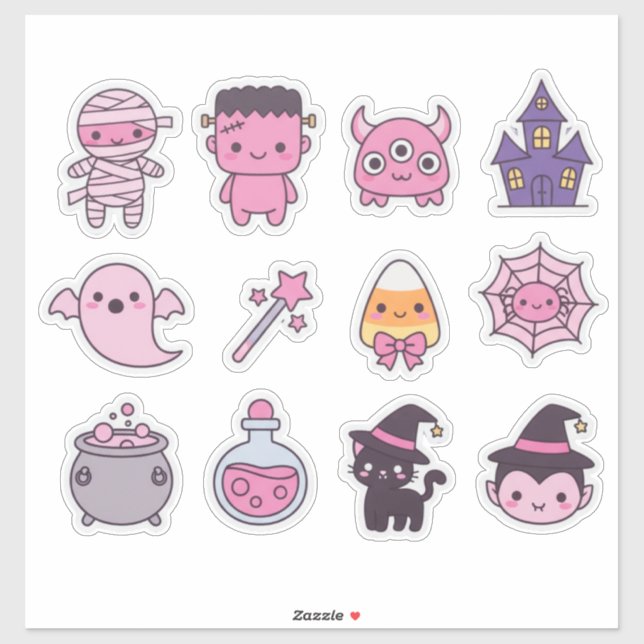 Kawaii Pastel Monster Squad Sticker Pack (Sheet)