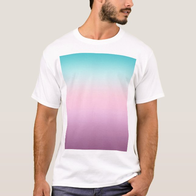 Kawaii pastel pink and blue ombre T-Shirt (Front)