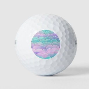Kawaii Pastel Pink Blue Clouds Repeating Pattern Golf Balls