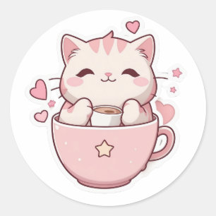 kawaii pastel pink cat Sticker