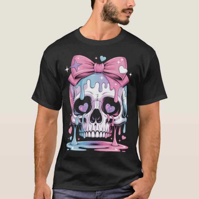 Kawaii Pastel Pink Skull T-Shirt (Front)