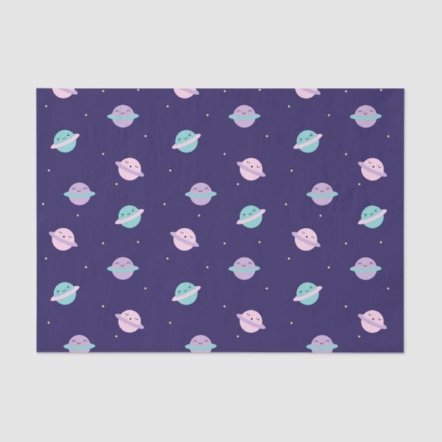 Kawaii Pastel Planets Tissue Paper (Front)
