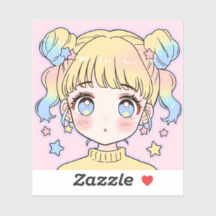 Kawaii Pastel Star Girl Portrait