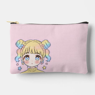 Kawaii Pastel Star Girl Portrait Accessory Pouch