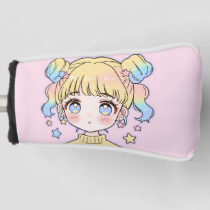 Kawaii Pastel Star Girl Portrait Golf Head Cover