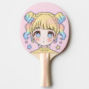 Kawaii Pastel Star Girl Portrait Ping Pong Paddle