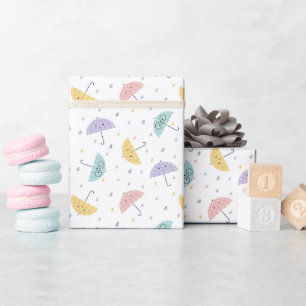 Kawaii Pastel Umbrella Pattern Wrapping Paper Roll