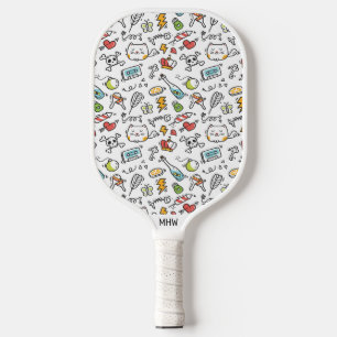 Kawaii Pattern Custom Monogram Pickleball Paddle