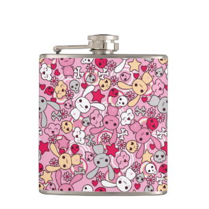 Kawaii pattern hip flask