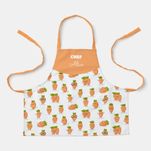 Kawaii pattern of fun carrots apron