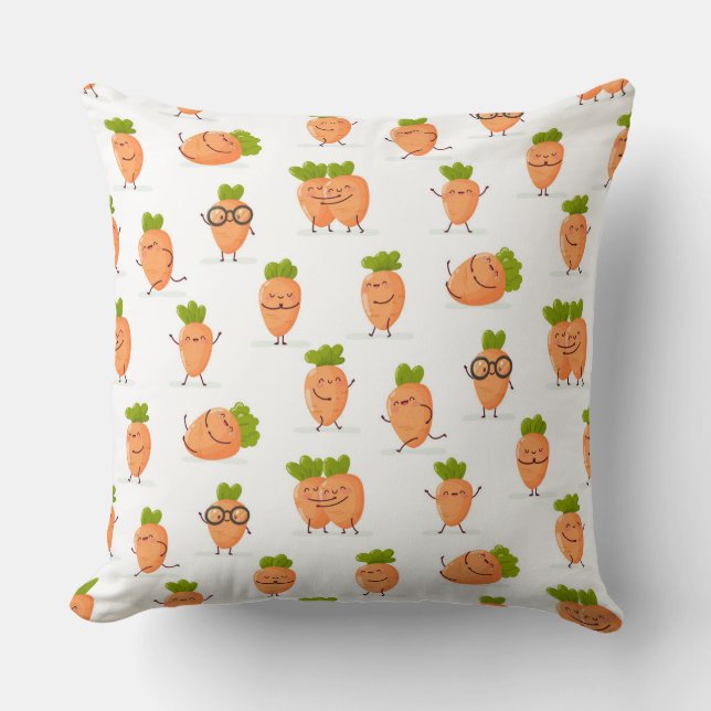 Kawaii pattern of fun carrots cushion (Front)