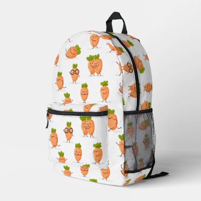 Kawaii pattern of fun carrots printed backpack (Back Corner Right)