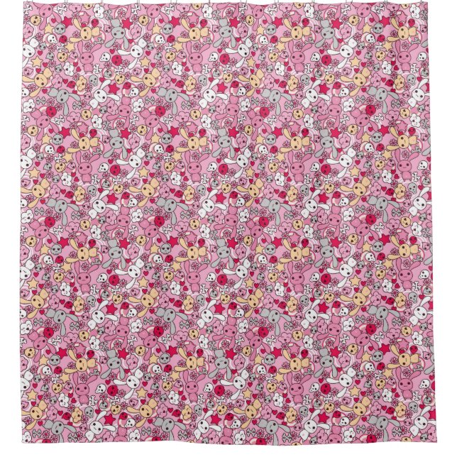 Kawaii pattern shower curtain (Front)