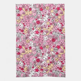 Kawaii pattern tea towel