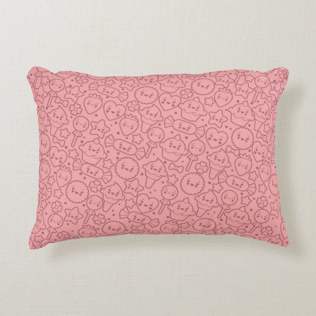 Kawaii pattern with cute cakes decorative cushion (Front)