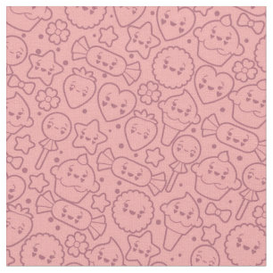 Kawaii pattern with cute cakes fabric