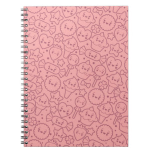 Kawaii pattern with cute cakes notebook