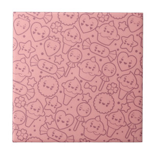Kawaii pattern with cute cakes tile