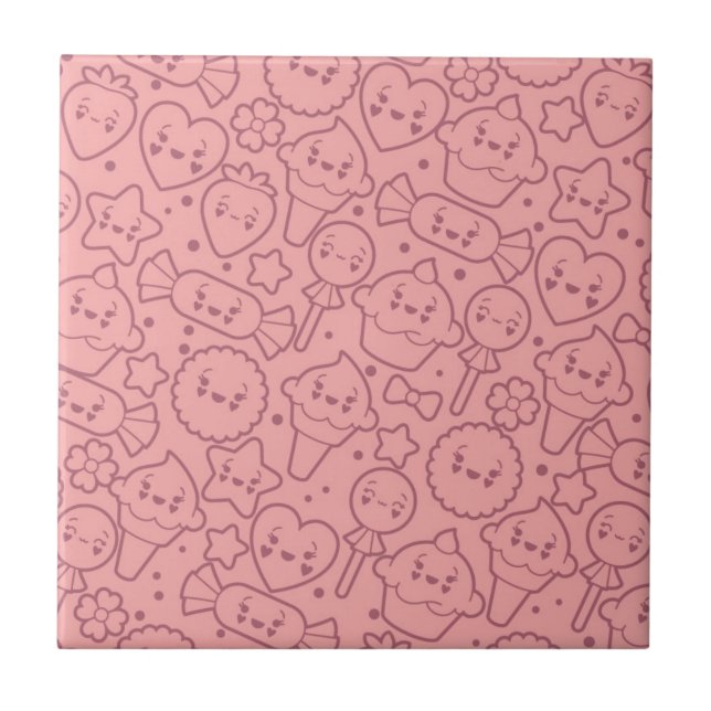 Kawaii pattern with cute cakes tile (Front)