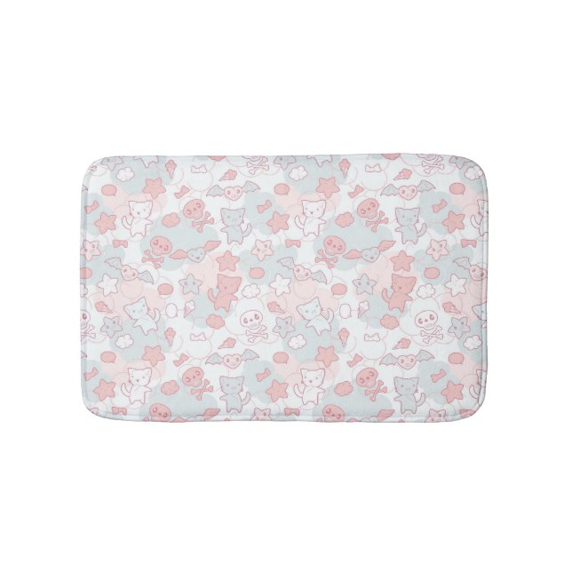 kawaii pattern with doodle bath mat (Front)
