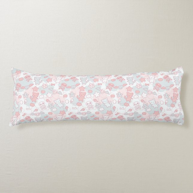 kawaii pattern with doodle body cushion (Front)