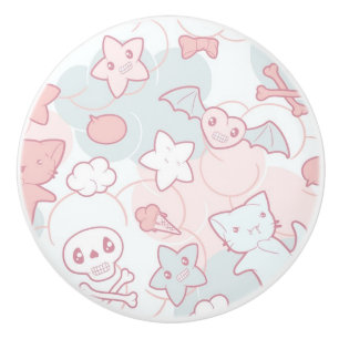 kawaii pattern with doodle ceramic knob