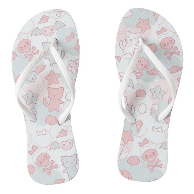 kawaii pattern with doodle flip flops (Footbed)