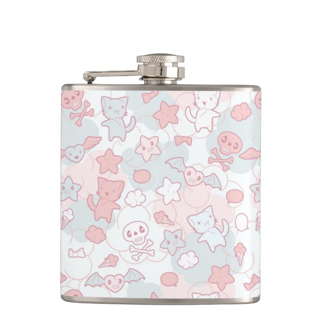 kawaii pattern with doodle hip flask (Front)