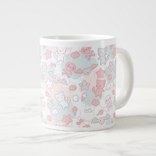kawaii pattern with doodle large coffee mug