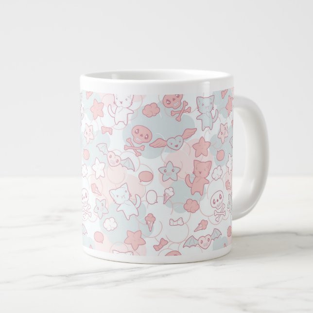 kawaii pattern with doodle large coffee mug (Front Right)