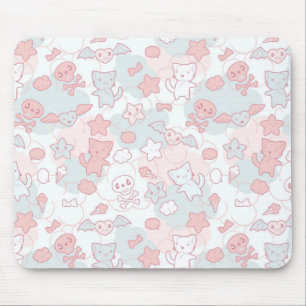 kawaii pattern with doodle mouse mat