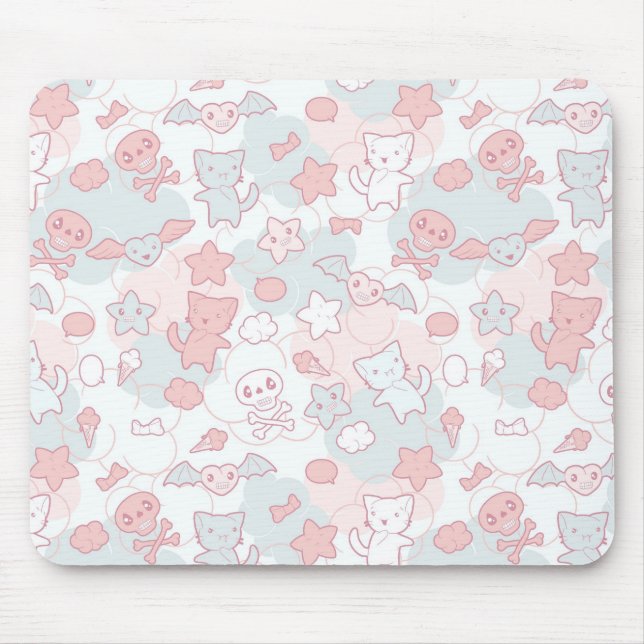 kawaii pattern with doodle mouse mat (Front)