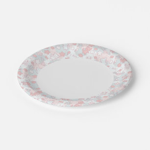 kawaii pattern with doodle paper plate