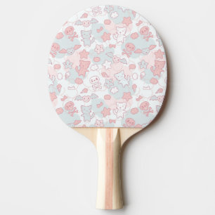 kawaii pattern with doodle ping pong paddle