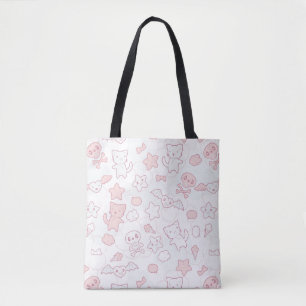 kawaii pattern with doodle tote bag