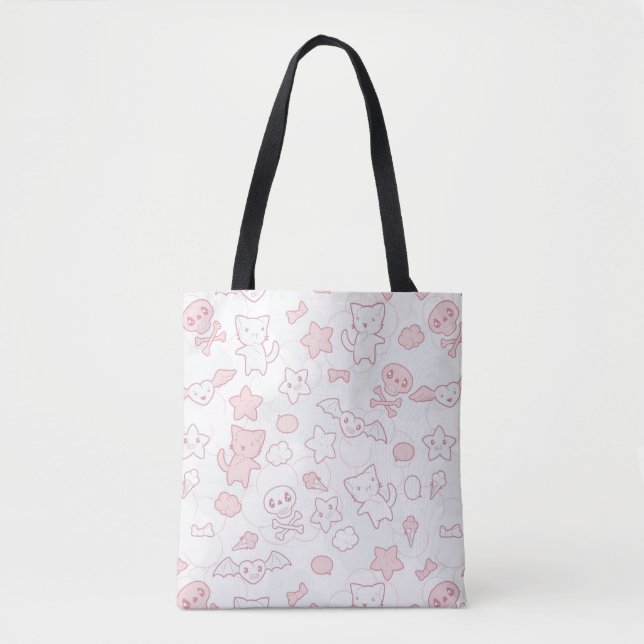 kawaii pattern with doodle tote bag (Front)