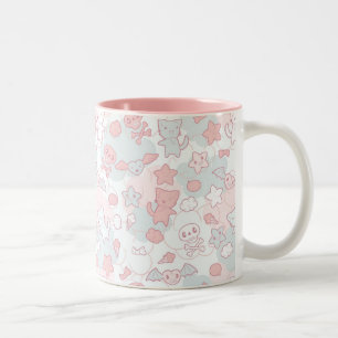 kawaii pattern with doodle Two-Tone coffee mug