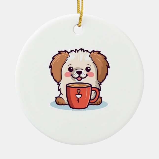 Kawaii Paws Café Ceramic Tree Decoration (Front)