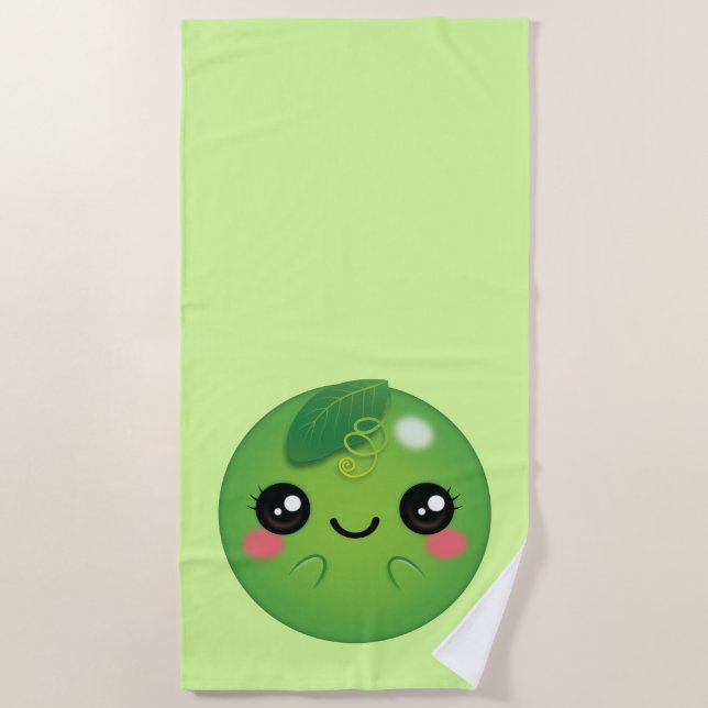 Kawaii Pea Beach Towel (Front)
