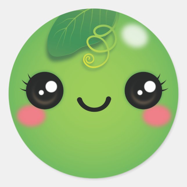 Kawaii Pea Classic Round Sticker (Front)