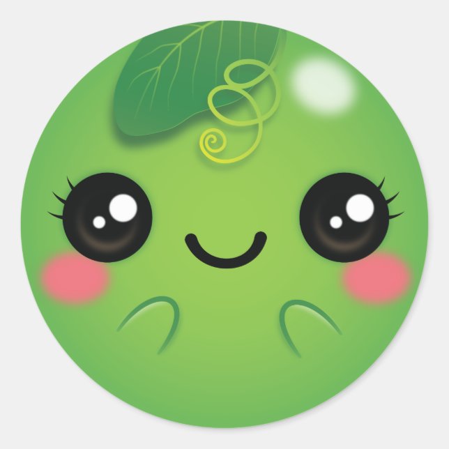 Kawaii Pea Classic Round Sticker (Front)