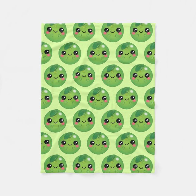 Kawaii Pea Fleece Blanket (Front)