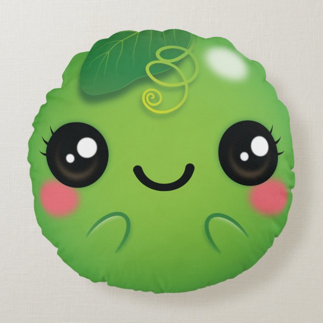 Kawaii Pea Round Cushion (Front)