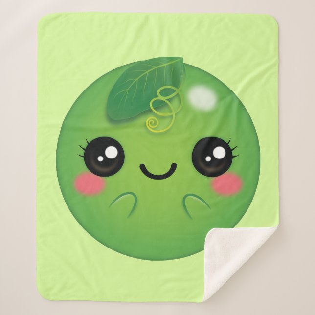 Kawaii Pea Sherpa Blanket (Front)