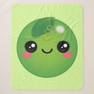 Kawaii Pea Sherpa Blanket