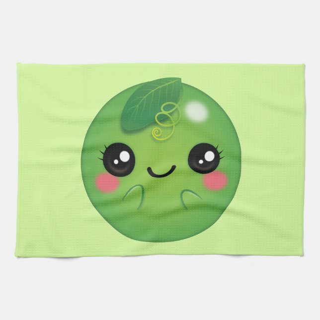 Kawaii Pea Tea Towel (Horizontal)
