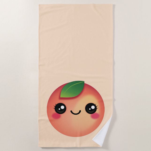 Kawaii Peach Beach Towel (Front)